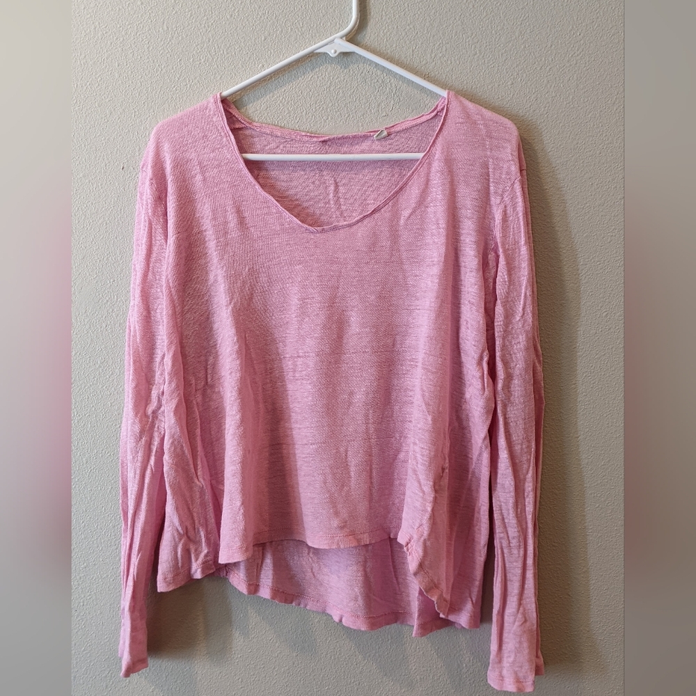 100% Linen H&M Pink Linen Shirt Women's Size Large